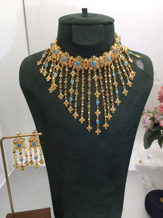 Fashion2PCS Luxury Waterdrop Indian Jewelry Sets For Women Wedding Party Indian Dubai Bridal jewelry Set