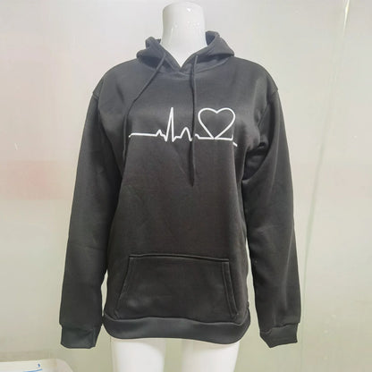 Women's Hoodies Tops Long Sleeve Sports blouse Spring Fashion fun Print Sweatshirts Solid Casual Loose Hooded Sweatshirt