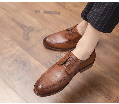 Trend Dress Shoes Man Retro Casual Business Oxfords Leather Shoes Men Formal Social Brogues Wedding Party Leather Shoes For Male