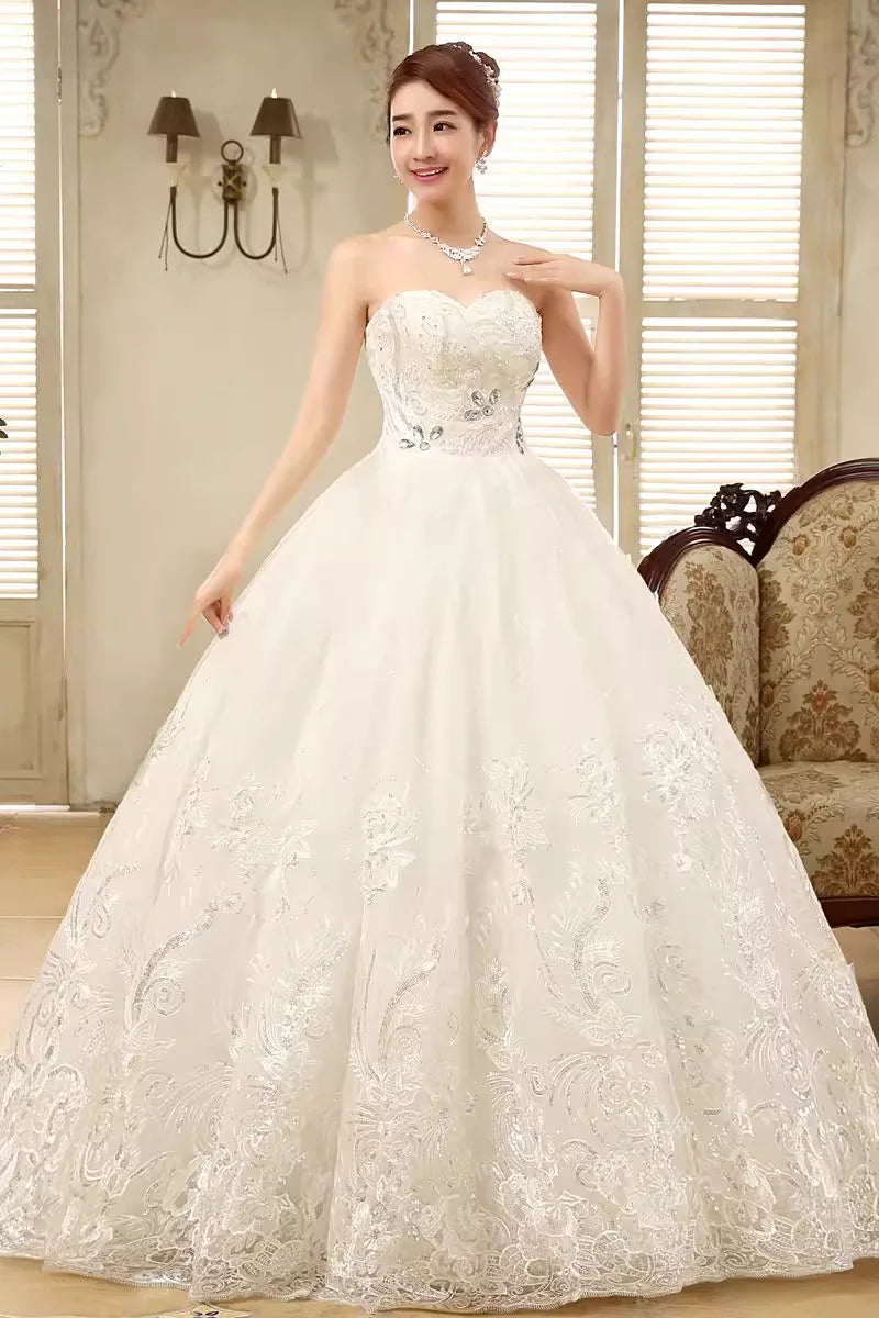 Wedding Dress Wholesale Lace up Embroidery Bride Marriage Dresses White Ball Gown Factory Christmas Carnival Plus Size