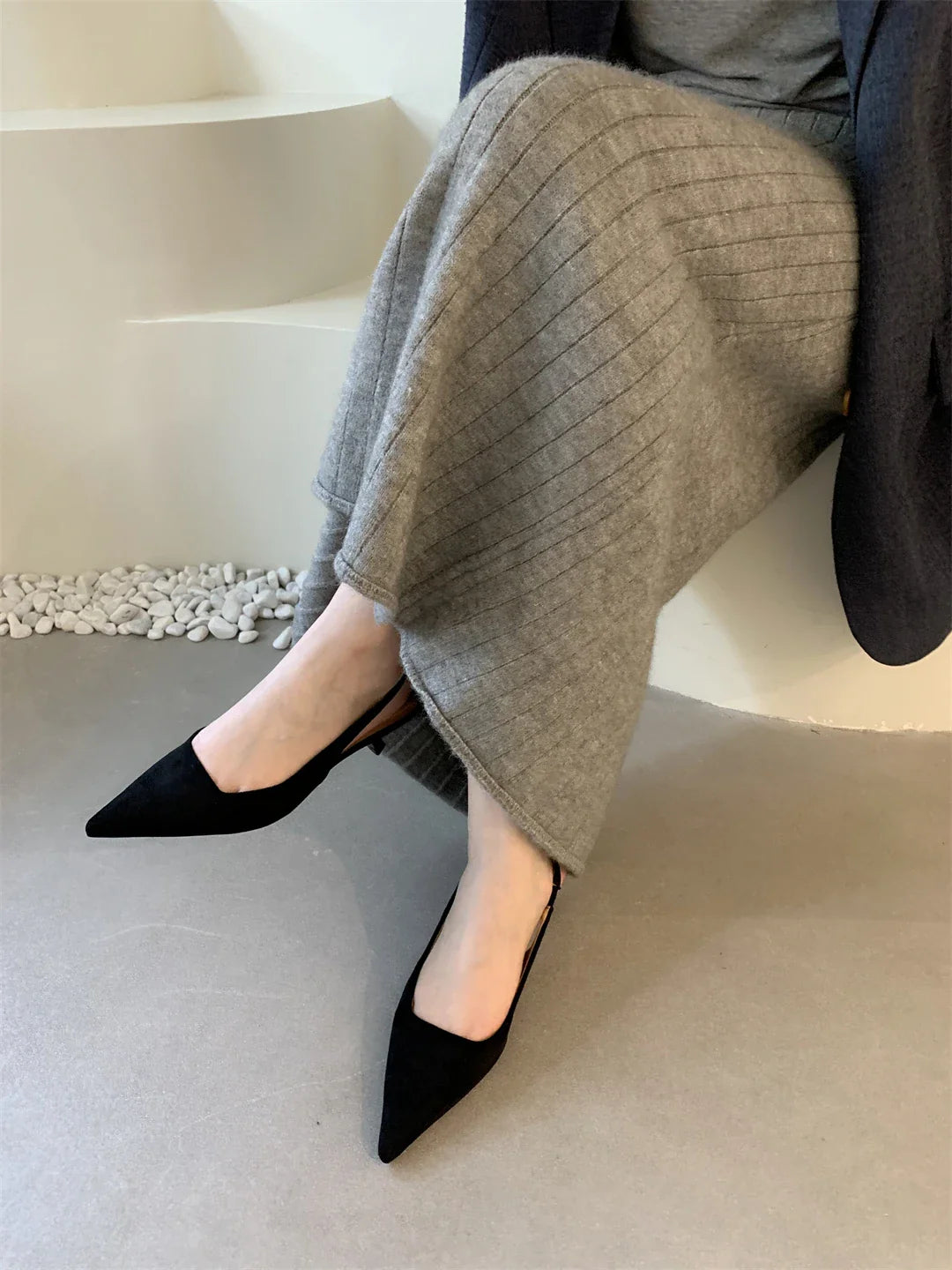 Women Sandals Pointed Toe Elegant Low-heel Shoes Summer Fashion Slingback Woman Mules Shoes Pumps Dress Shoes