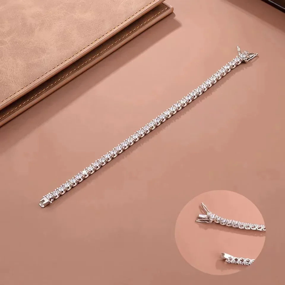 Luxury 0.2ct 3.5mm Full Moissanite Tennis Bracelet for Women Wedding Party Fine Jewelry Real 925 Sterling Silver Bracelets