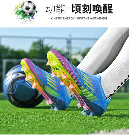 2712 Without-Lace Mens Soccer Shoes F50 SLIP-ON Non-Slip Turf Soccer Cleats Boys TF/FG Training Football Boots Chuteira Campo
