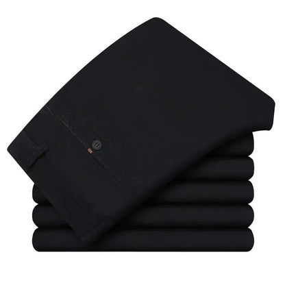 Professional Business Men's 100% Cotton Trousers Autumn Thick Summer Light Smart Office Style Quick-Drying Work Pants GOZBKF