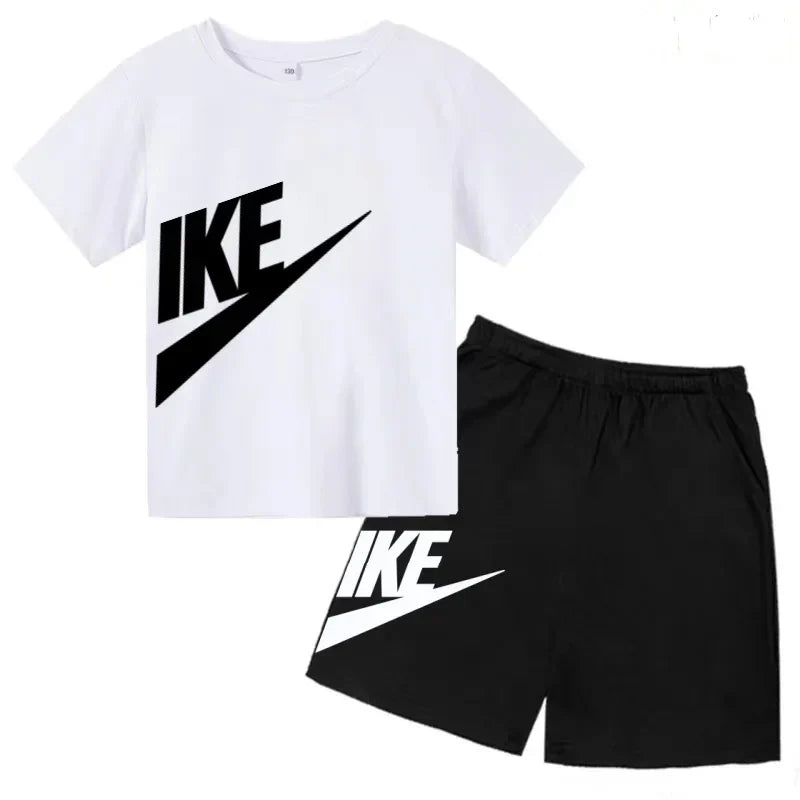 Kids Summer Short Sleeve T-shirt Shorts 2Pcs Set Boy Girl Casual Sport Jogging Suit Toddler 3-12Y