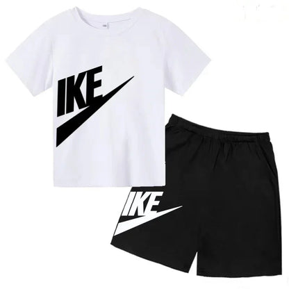 Kids Summer Short Sleeve T-shirt Shorts 2Pcs Set Boy Girl Casual Sport Jogging Suit Toddler 3-12Y