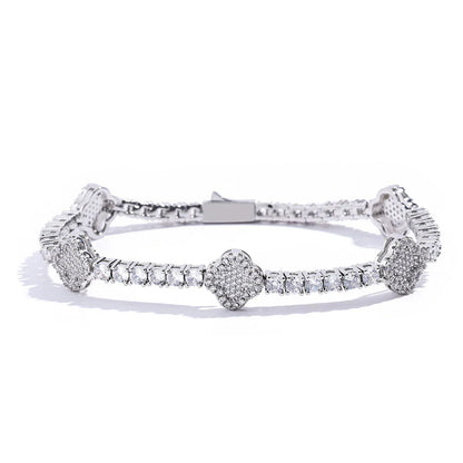 D VVS1 Moissanite Tennis Bracelet Four Leaf Clover s925 Sterling Silver Plated 18k with GRA Wedding Bracelets for Women