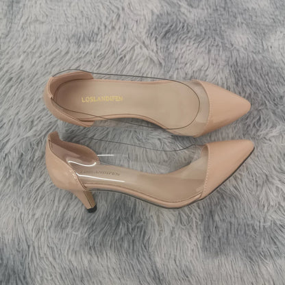Women Pumps Spring Autumn PVC Transparent 5cm Low Heels Sexy Pointed Toe Slip-on Thin High Heels Party Wedding Shoes