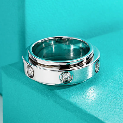 Moissanite Spinner Rings 14k Plated 2.5mm D Color VVS1 Moissanite Wedding Band Fidget Spinners Rings Unzip Jewelry
