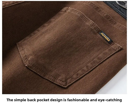 2026 Autumn Winter New Trendy Classic Jeans Male Solid Color Washed Straight Denim Pants Wide Leg Business Casual Stretchy Jeans
