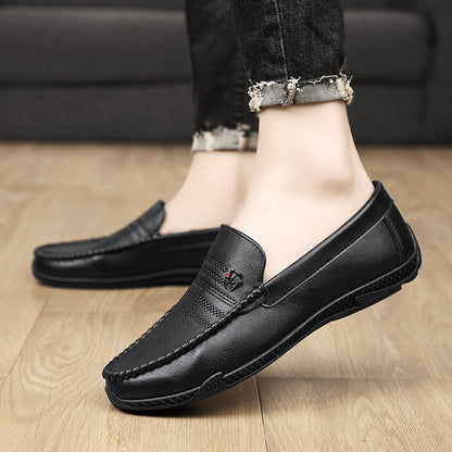 New White Black Leather Men Casual Shoes Luxury Brand Formal Dress Shoes Designer Men Loafers Breathable Slip on Driving Shoes