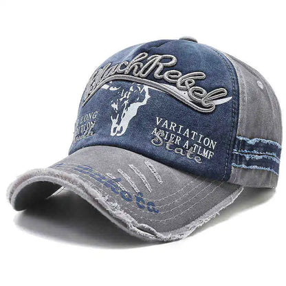 Bull Head Hat Men's Embroidery Letters Retro Washed Baseball Cap Old Korean Version Fashion Cap Classic Versatile Comfortable