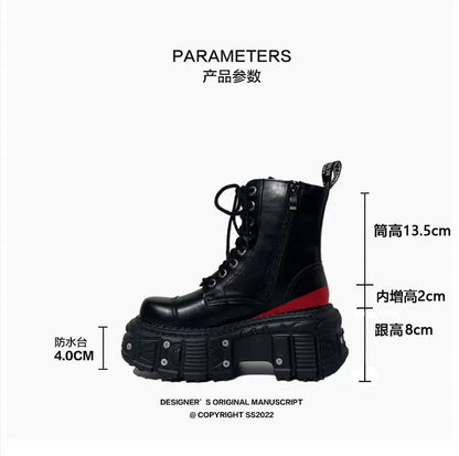 Leather Heightened 10cm Thick-soled Men's High-top British Style 2025 New Trendy Men's Boots Ruffian Handsome
