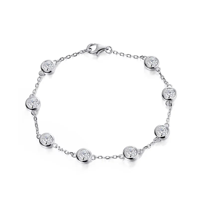 4mm Classic Bubble Moissanite Bracelet for Women 8 Stones Sparkling Lab Diamond Tennis Bracelet 925 Sterling Silver
