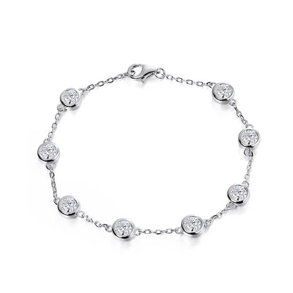 4mm Classic Bubble Moissanite Bracelet for Women 8 Stones Sparkling Lab Diamond Tennis Bracelet 925 Sterling Silver