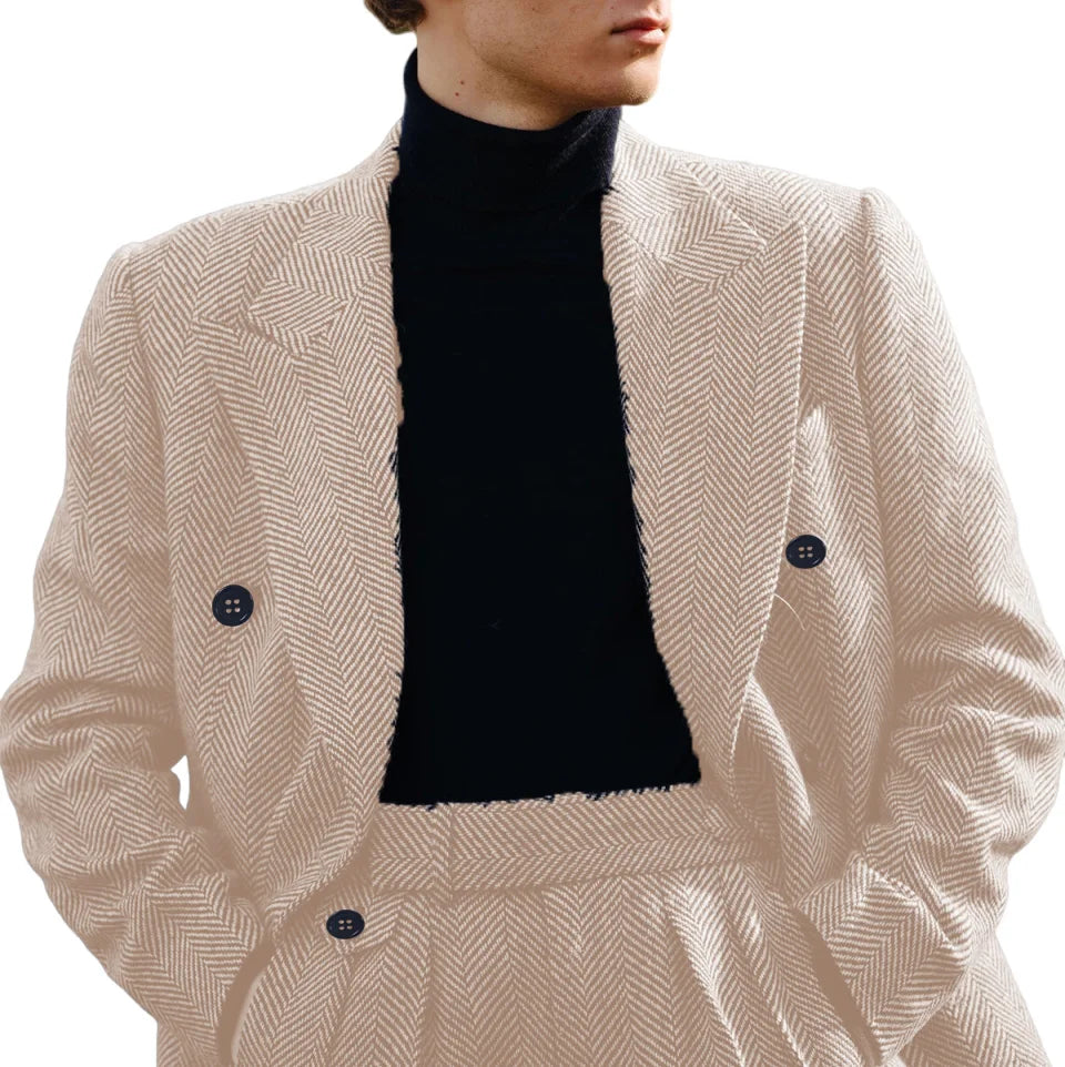 Conjunto Masculino de Terno 2 Peças Primavera Outono Blazer Calças Elásticas Casual de Negócios Casamento Festa Formatura Jantar Trabalho Viagem Banquete