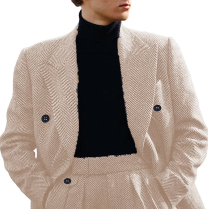 Conjunto Masculino de Terno 2 Peças Primavera Outono Blazer Calças Elásticas Casual de Negócios Casamento Festa Formatura Jantar Trabalho Viagem Banquete