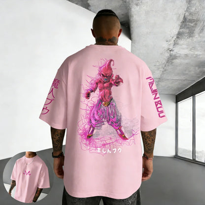 T-shirt Summer New Majin Buu Print Men and Women Harajuku Loose Casual Parent-child Short Sleeved Shirt