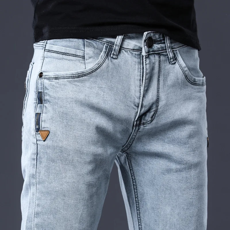 ICPANS Skinny Denim Jeans Men Slim Fit Stretch Mens Jeans Pant Gray Blue 2025 New