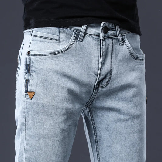 ICPANS Skinny Denim Jeans Men Slim Fit Stretch Mens Jeans Pant Gray Blue 2025 New