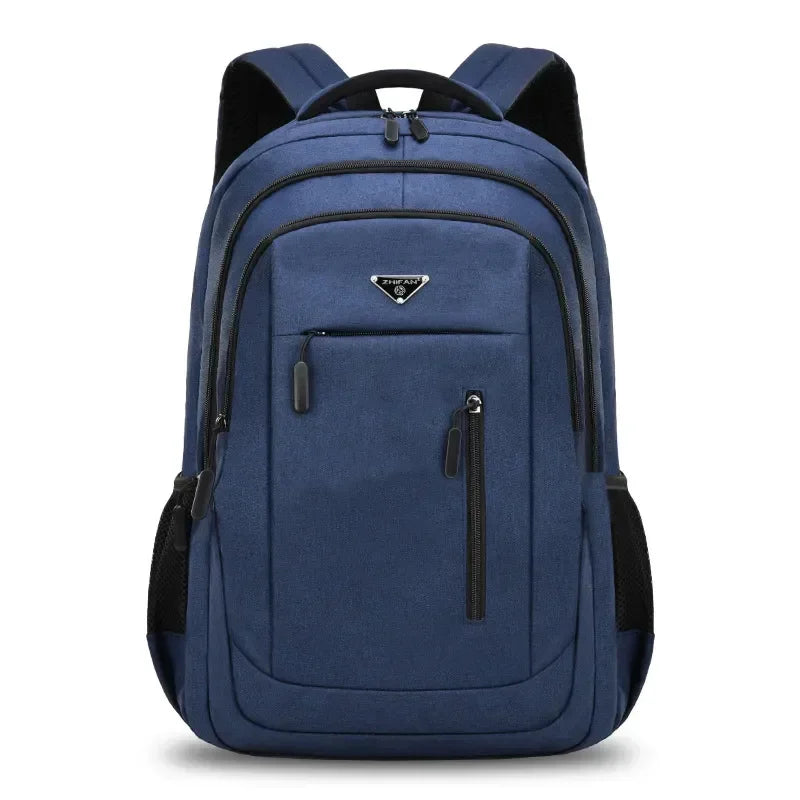 Large Capacity Backpack Men Laptop Backpacks 15.6 Oxford Black Solid High School Bags