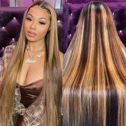 13x4 13x6 HD Highlight Lace Frontal Wigs For Women Honey Blonde Brazilian Glueless Ombre Straight Lace Front Wig Remy Human Hair