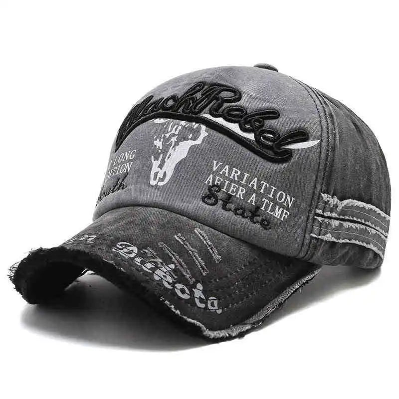 Bull Head Hat Men's Embroidery Letters Retro Washed Baseball Cap Old Korean Version Fashion Cap Classic Versatile Comfortable