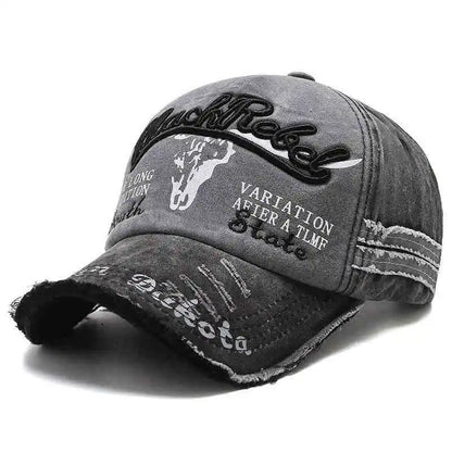 Bull Head Hat Men's Embroidery Letters Retro Washed Baseball Cap Old Korean Version Fashion Cap Classic Versatile Comfortable