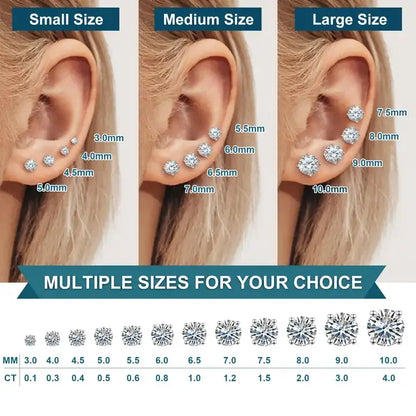 0.5-2ct Moissanite Diamond Stud Earrings for Women Original 925 Sterling Silver Lady's Moissanite Earring New 2026