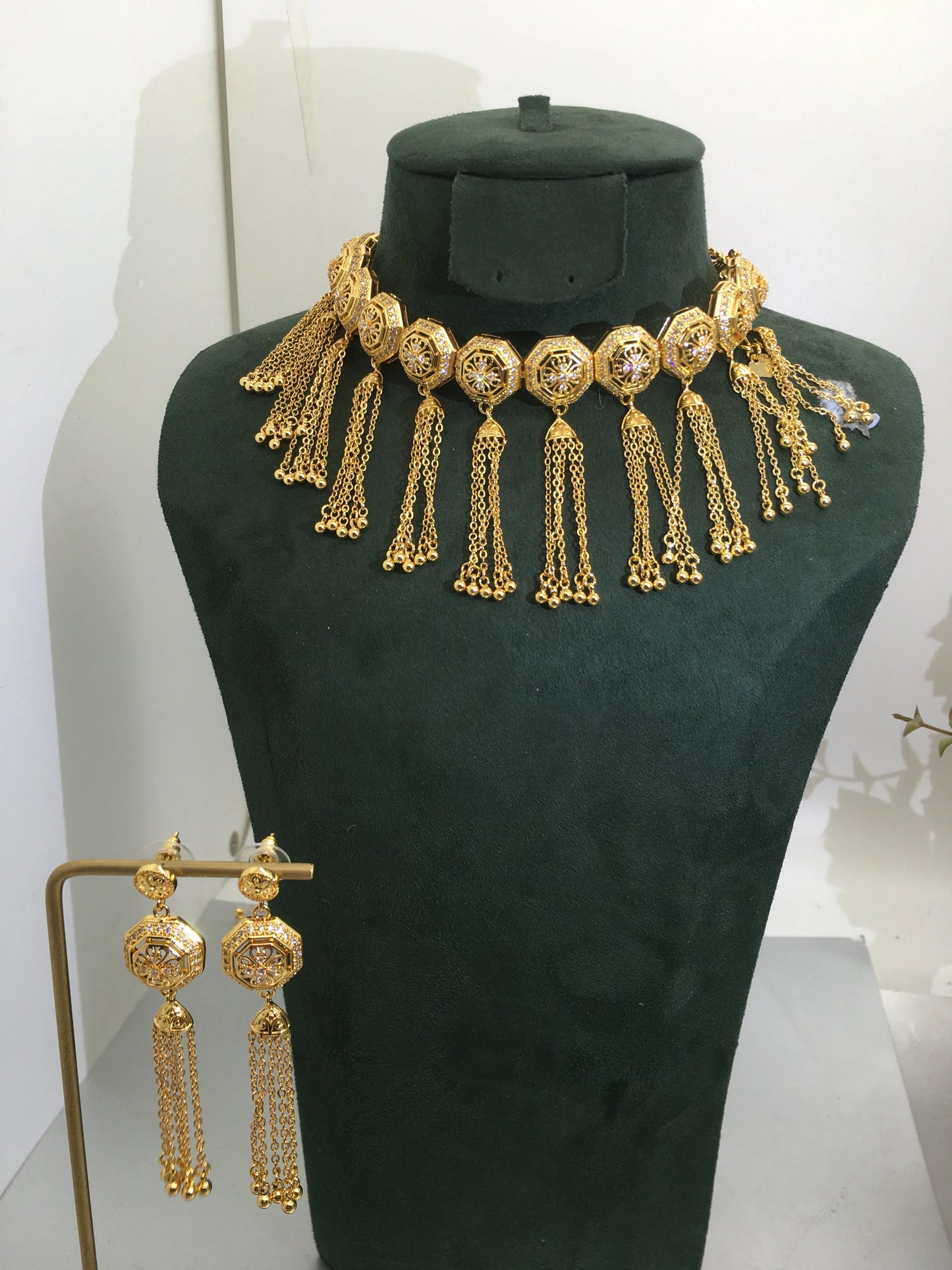 Trendy Fashion 2PCS Luxury Waterdrop Indian Jewelry Sets For Women Wedding Party Indian Dubai Bridal jewelry Set