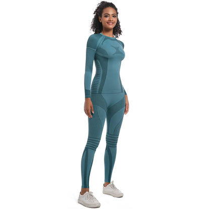 Women Skiwear Set Yoga Set Skiing Underwear Fitness Workout Thermal Gym Ski Snowboarding Running Yoga Exercise Suit Long Johns