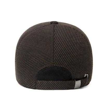 Mens Winter Baseball Cap with Ear Flaps, Baseball Winter Hats with Ear Flaps for Men Outdoor Walk Running  Adjustable Size