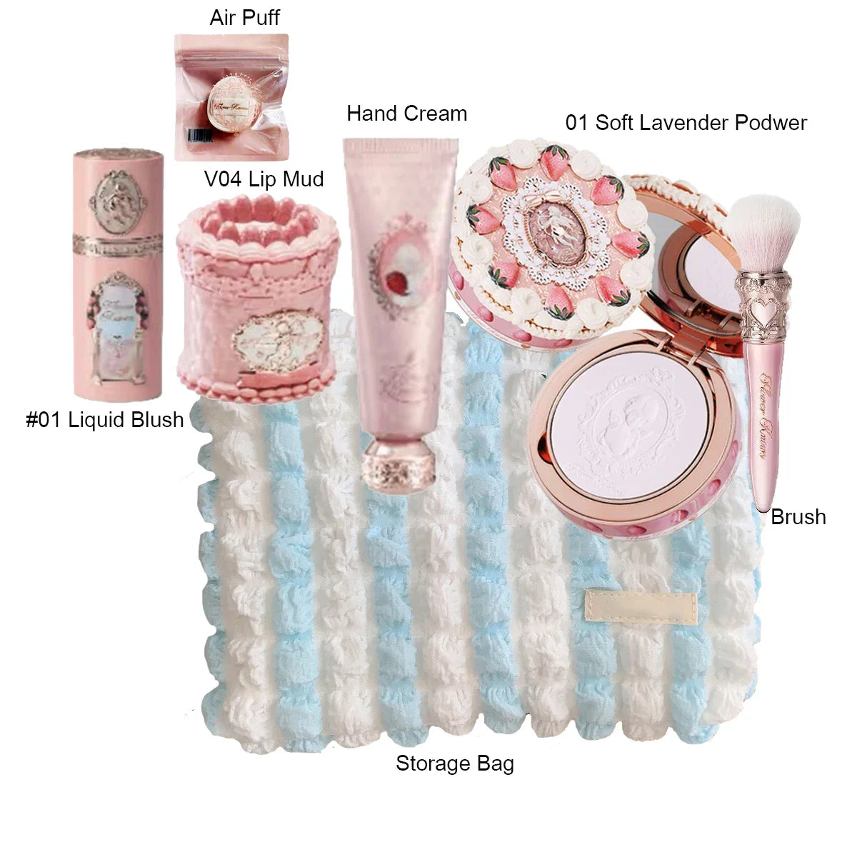 Strawberry Cupid Collection Makeup Kit Full Professional Face Palette Blush Eyeshadow Lip Cream Solid Perfume Sets