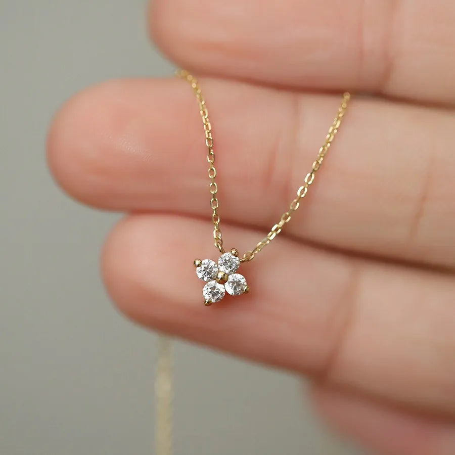 100% 925 Sterling Silver Turquoise Crystal Petal Patter Pendant Necklaces For Women Delicate Wedding Jewelry Collar Mujer