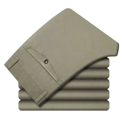 Professional Business Men's 100% Cotton Trousers Autumn Thick Summer Light Smart Office Style Quick-Drying Work Pants GOZBKF