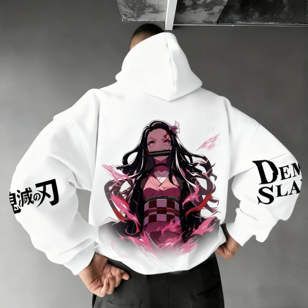 Men's Hoodie Sweatshirt Kamado Nezuko Anime Spring Autumn Winter Boy Harajuku Long-sleeved Parent-child Outfit