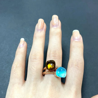 2Pcs/Set Fashion Stacked Candy Ring Women Mix Color Crystal Jewelry 30 Colors Trendy Gift for Valentine's Day