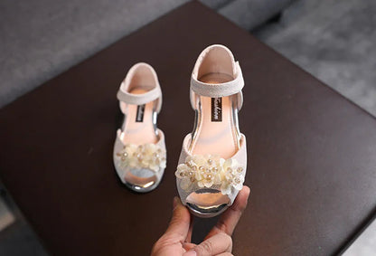 Girls Rhinestone Flower Shoes Low Heel Flower Wedding Party Dress Pump Shoes Princess Shoes For Kids Toddler