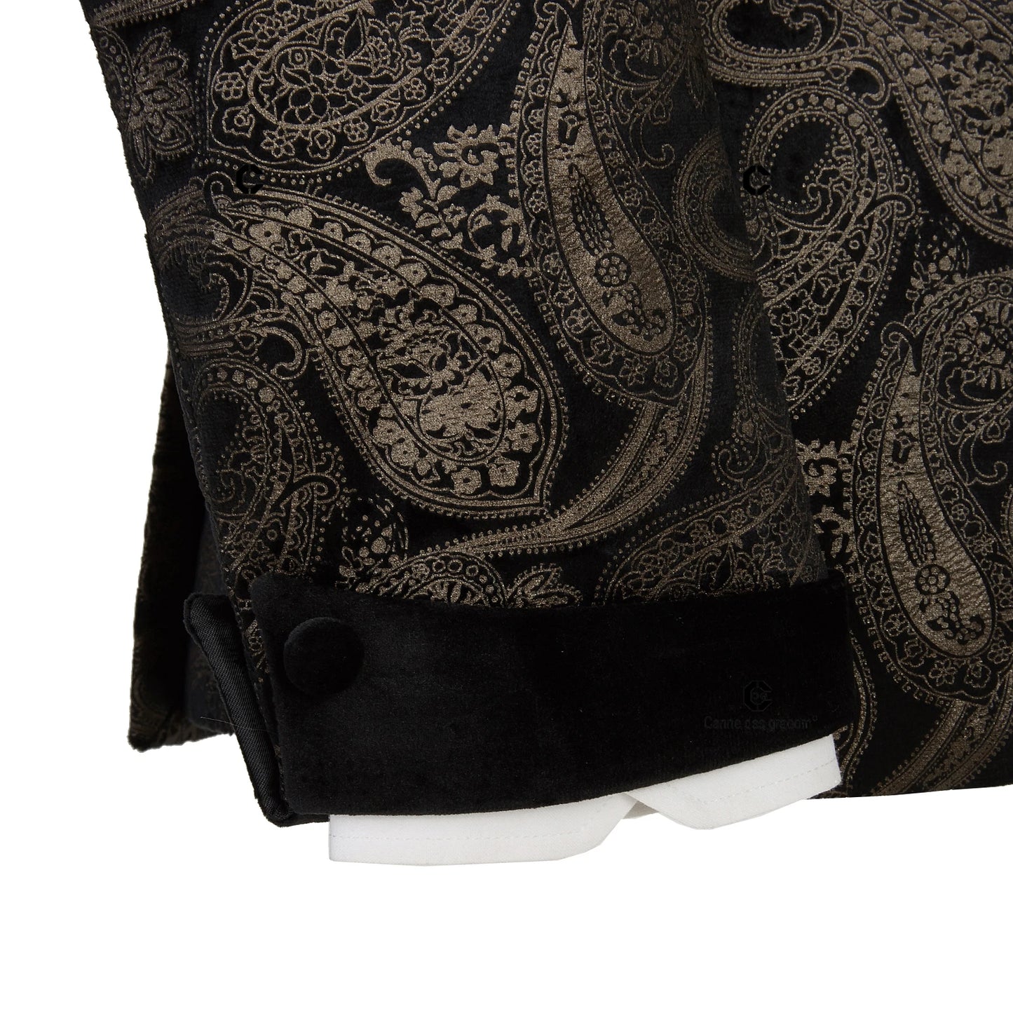 2023 Elegant Men's Suit for Wedding Tuxedo Double Breasted Black Paisley Jacket Velvet Lapel Pants 2 Pcs Set