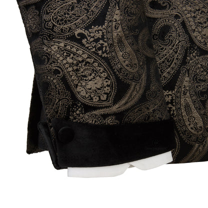 2023 Elegant Men's Suit for Wedding Tuxedo Double Breasted Black Paisley Jacket Velvet Lapel Pants 2 Pcs Set