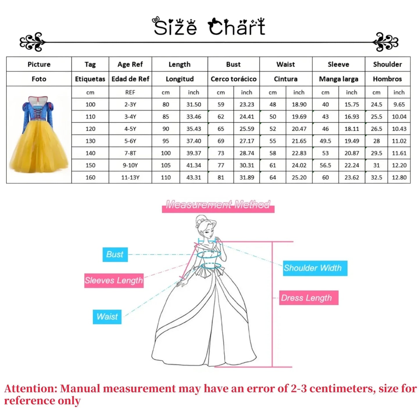 Cinderella Anna Elsa Costume Children Princess Dress for Girls Kids Cosplay Snow White Christmas Carnival Party Disguise Outfit