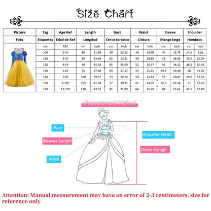 Cinderella Anna Elsa Costume Children Princess Dress for Girls Kids Cosplay Snow White Christmas Carnival Party Disguise Outfit