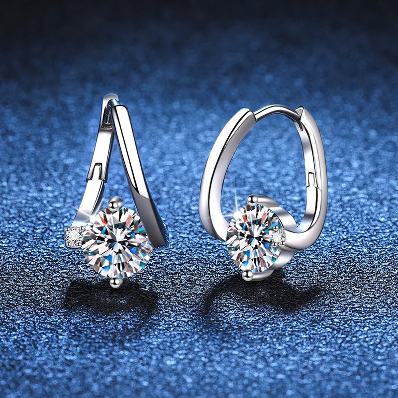 100% Real 2CT D Color Moissanite Hoop Earrings For Women Party S925 Sterling Silver Diamond Earring Fine Jewelry Wholesale