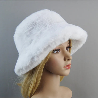 Hot Fashion Fake Rabbit Fur Hats Super Soft Women Winter Hat Cotton Lining Warm Russian Fashion Ski Beanies Plush Solid Color