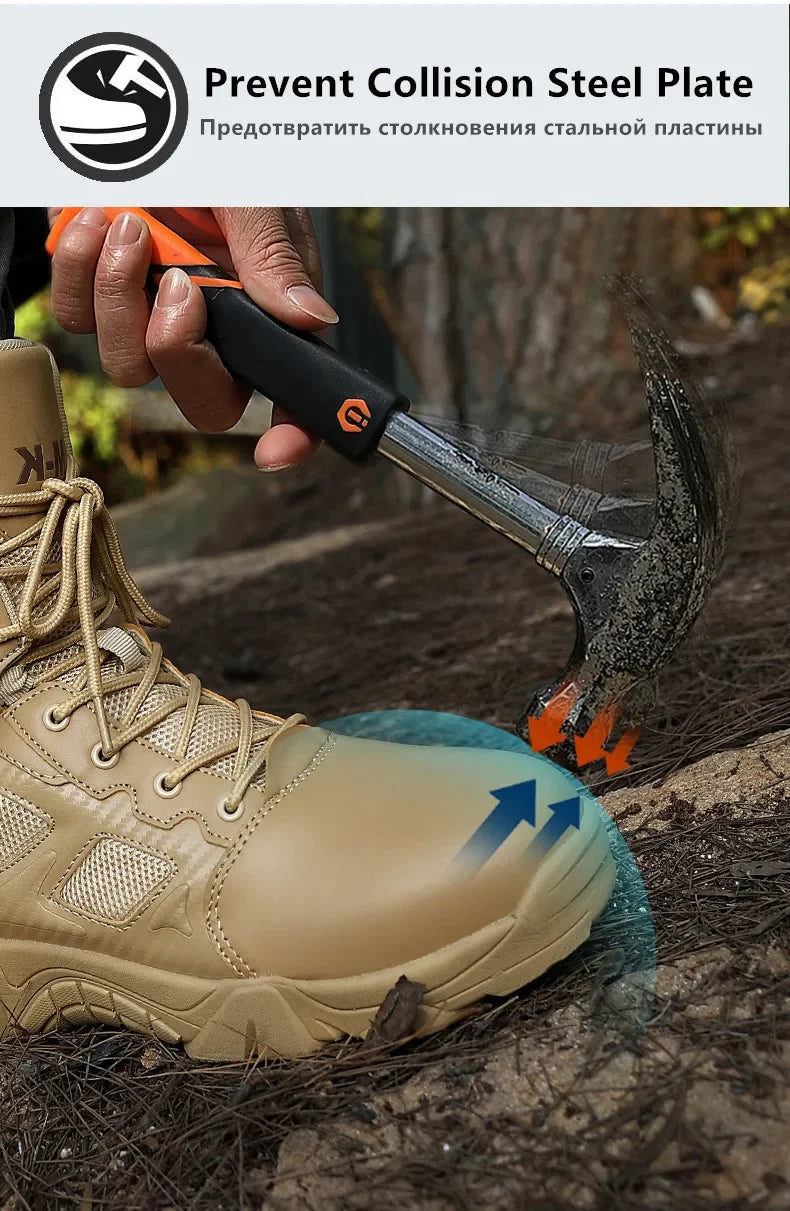 High-Top Work Boots Indestructible Safety Shoes Men Steel Toe Shoes Puncture-Proof Sneakers Male Shoes Men Non Slip Work Shoes