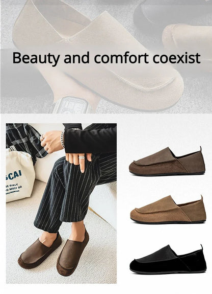 Man Loafers Outdoor Walking Fashion Mens Casual Shoes Soft Leather Comfort Half Slippers Breathable Lazy Driving Shoes