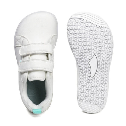 Kids Barefoot Shoes Boys Girls Wide Toe Minimalist Fashion Sneakers Lightweight Hook Loop Artificial Leather Walking Flats