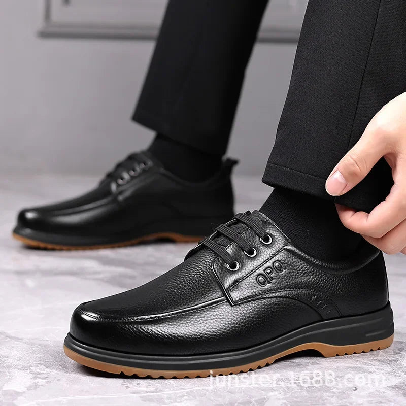 Men’s leather business casual shoes breathable soft sole spring autumn