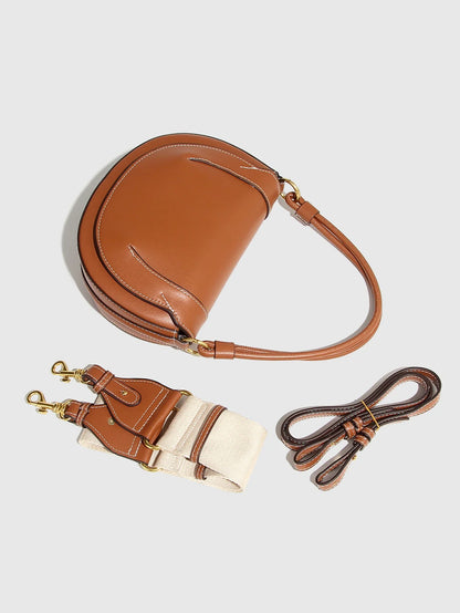 Fashionable and casual hand-held saddle bag, versatile for commuting, single shoulder crossbody bag