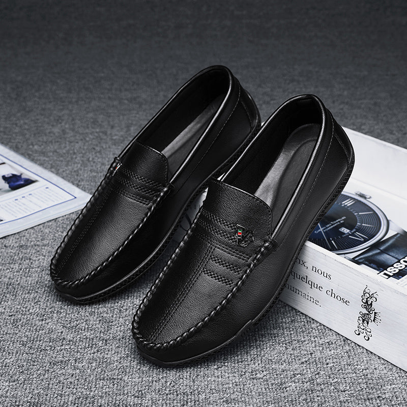 New White Black Leather Men Casual Shoes Luxury Brand Formal Dress Shoes Designer Men Loafers Breathable Slip on Driving Shoes